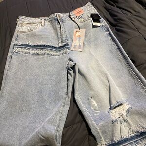 Garage Light Blue Curvy Denim Shorts